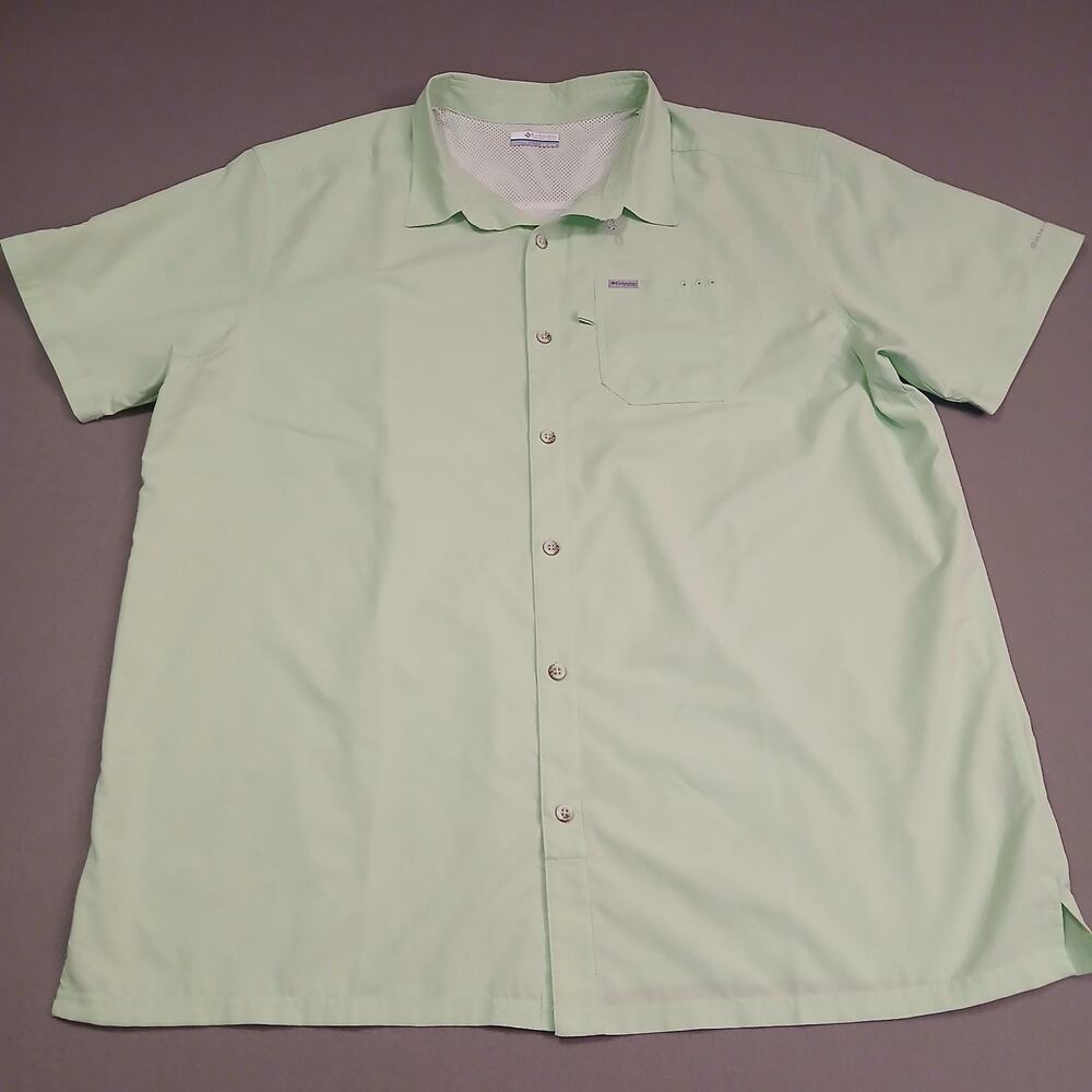 Columbia PFG Slack Tide Camp Shirt Mens XXL Mint Green Short Sleeve Vented Fishi